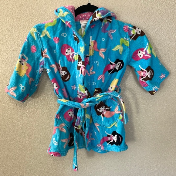 Toddler blue Mermaid hooded swim robe Size XS (3/4) - Picture 1 of 9